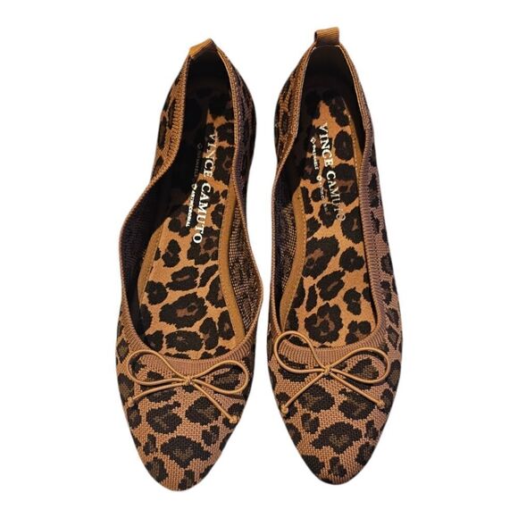 VINCE CAMUTO Flanna Leopard Print Knit Ballet Flats - Size 11 - Picture 2 of 6
